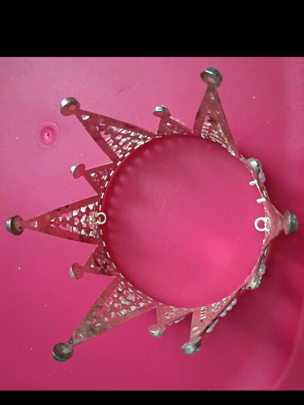 Elegant Rhinestone Pearl 4 Inch Circle Tiara Wedding Prom Womens Costume Read - Picture 2 of 5